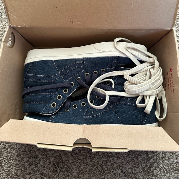 Vans x Madewell Sk8-Hi Denim high top sneakers! Size 8.5 Worn Once! Like New! - Picture 1 of 5